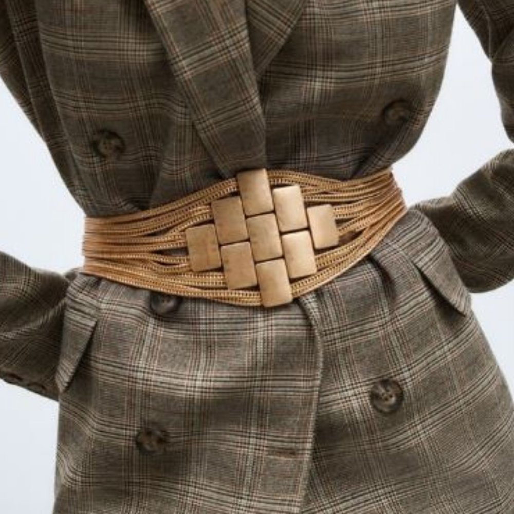 Zara Golden Metallic Wide Belt